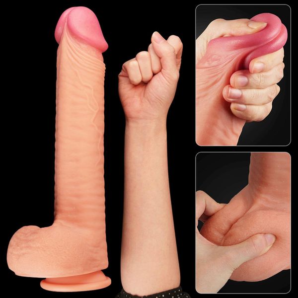 12"" Dual Layered Platinum Silicone Cock zdjęcie 12