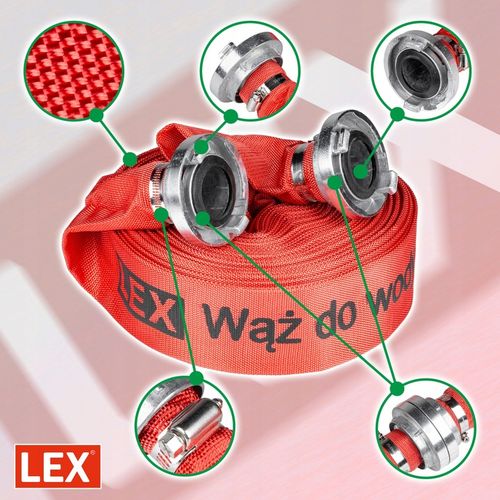 WĄŻ STRAŻACKI 2"20m do pompy wody szamba SOLIDNY WYTRZYMAŁY 2 szybkozłącza na Arena.pl