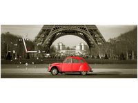 100X40CM ZEGAR OBRAZ ZEGAR ŚCIENNY CZERWONY CITROEN 2CV WIEŻĄ EIFFLA OBRAZ