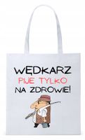 Dla Wędkarza Rybaka Torba Eco Biała Shopper Z Nadrukiem Ze Zdjęciem