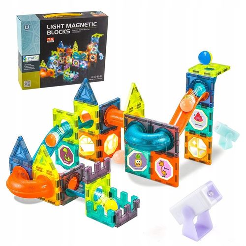 KLOCKI MAGNETYCZNE 3D Konstrukcyjne Magnetic TOR KULKOWY ŚWIECĄCY 75 el. na Arena.pl