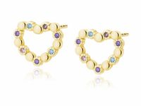 Delikatne pozłacane srebrne kolczyki serca serduszka heart kolorowe cyrkonie srebro 925 Z1812EG_MU