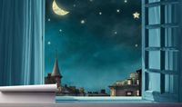 Fototapeta NOCĄ NA KSIĘŻYC NIEBO GWIAZDY 130x80