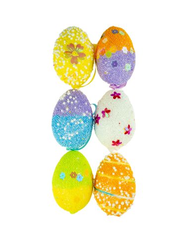 jajka styropianowe kolorowe wzorzyste wys. 6 cm.  6 szt. WPJ-7507 na Arena.pl