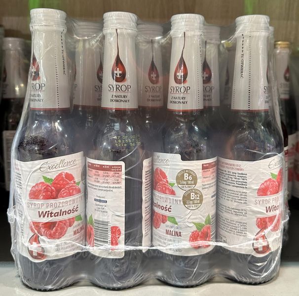 Excellence Syrop Witalność malina 320ml - karton zdjęcie 1