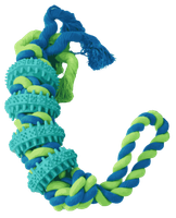 Dyski dentystyczne na sznurku z pętlą turkusowe 38cm UNIQ PETS