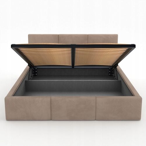 ŁÓŻKO TAPICEROWANE DO SYPIALNI 140x200 ŁÓŻKO PODWÓJNE Z POJEMNIKIEM na Arena.pl