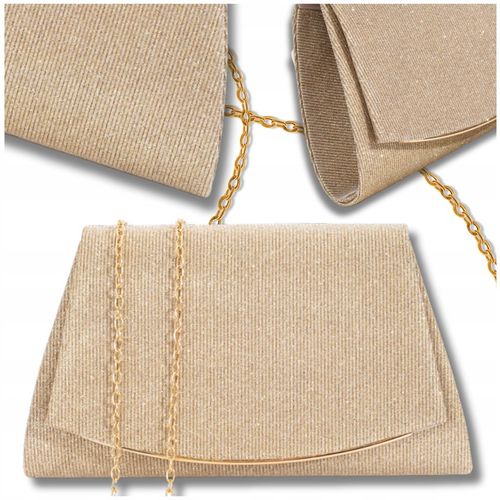 Kopertówka Wizytowa Mała ZŁOTA Torebka Wieczorowa ŁAŃCUSZEK Elegancka Mini na Arena.pl