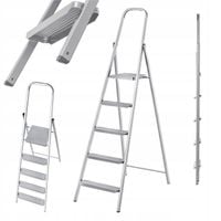 DRABINA STALOWA 5 STOPNIOWA UNIWERSALNA JEDNOSTRONNA SKŁADANA DOMOWA