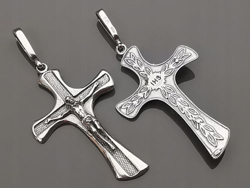 SREBRNY DUŻY KRZYŻYK z JEZUSEM oksydowany - przelotka 1.5 cm na Arena.pl