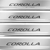 Listwa progowa TOYOTA COROLLA E16 Stal nierdzewna 304 połysk z czarnymi lit