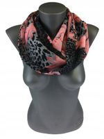 Cienki komin szyfon kwiaty panterka szary różowy CRK-3