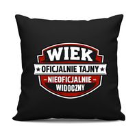 Wiek - oficjalnie tajny, nieoficjalnie widoczny czarna poduszka na prezent