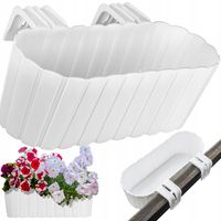 Donica Doniczka Skrzynka Owalna Balkonowa Na Balustradę Haki Biała