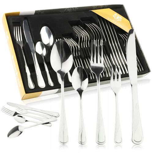 ZESTAW SZTUĆCÓW 30 ELEMENTÓW DLA 6 OSÓB KPL SZTUĆCE NIERDZEWNE W PUDEŁKU na Arena.pl