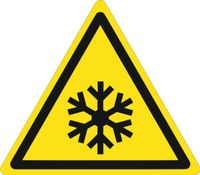 Znak Ostrzeżenie przed niską temperaturą lub zamarzaniem grawerowana 10x10