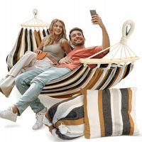 DUŻY HAMAK OGRODOWY BRAZYLIJSKI 2 OSOBOWY XXL WYTRZYMAŁY + TORBA + PODUSZKA