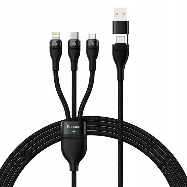 Kabel USB-USB Typ C - Micro USB-USB Typ-C-Lightning BASEUS 3w1 100W 1.2 m zdjęcie 2
