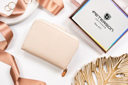 mały portfel damski ze skóry ekologicznej na zatrzask i suwak - peterson na Arena.pl