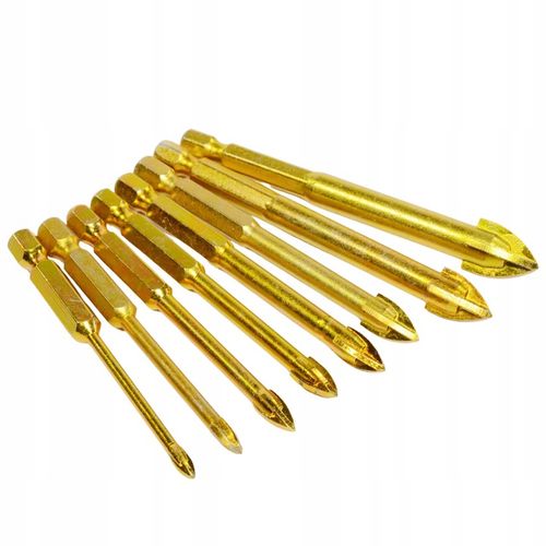 WIERTŁA DO SZKŁA PŁYTEK CERAMIKI GRESU WIERTŁO 3-12MM 8 SZT HEX 1/4" na Arena.pl