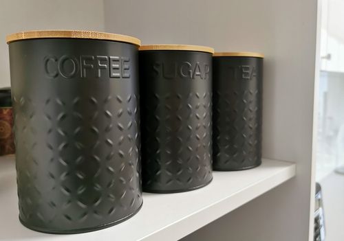 ZESTAW 5w1 CHLEBAK POJEMNIK NA KAWA CUKIER HERBATA DESKA KROJENIA CHZ03 na Arena.pl