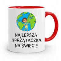 Dla Sprzątaczki Kubek Czerwony Na Prezent Urodziny Z Nadrukiem Ze Zdjęciem