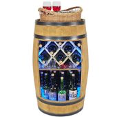 Drewniana beczka barek oświetlenie LED RGB wiklinowa taca stojak na wino