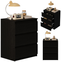 SZAFKA NOCNA STOLIK SYPIALNIA KOMODA 3 SZUFLADY CZARNY LOFT NOWOCZESNA 60CM