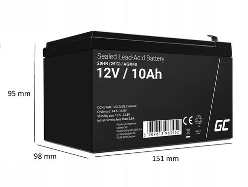 Green Cell Akumulator AGM 12V 10AH VRLA do UPS Roweru Autka Pojazdu Zabawki na Arena.pl