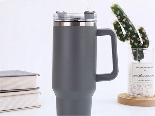 MagiCook KUBEK TERMICZNY SZARY 1200 ML ZE SŁOMKĄ STYLE USA Szarość na Arena.pl