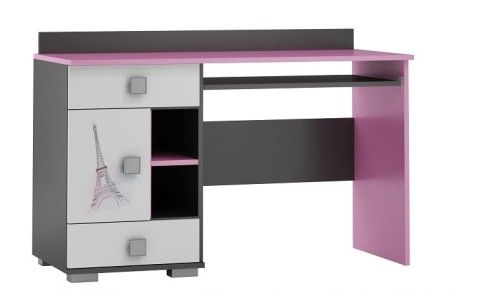 duże biurko dziecięce młodzieżowe szuflady z grafiką PARIS Y14 blat 130x55 na Arena.pl