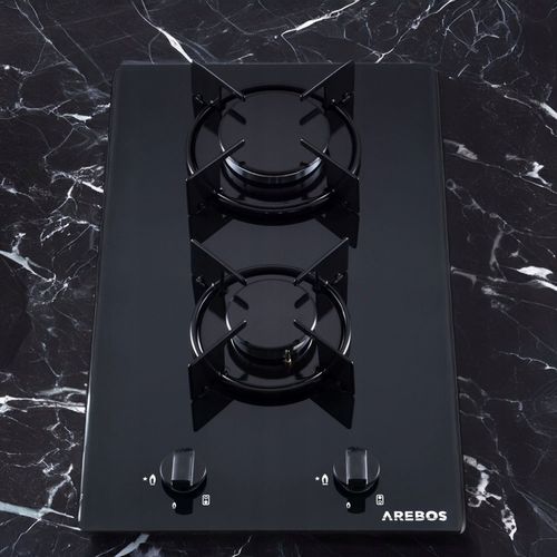 Arebos - Płyta gazowa | Szklana |Płyta kuchenna 2 palnikowa na Arena.pl