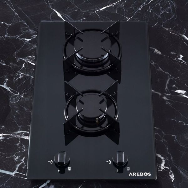 Arebos - Płyta gazowa | Szklana |Płyta kuchenna 2 palnikowa zdjęcie 8