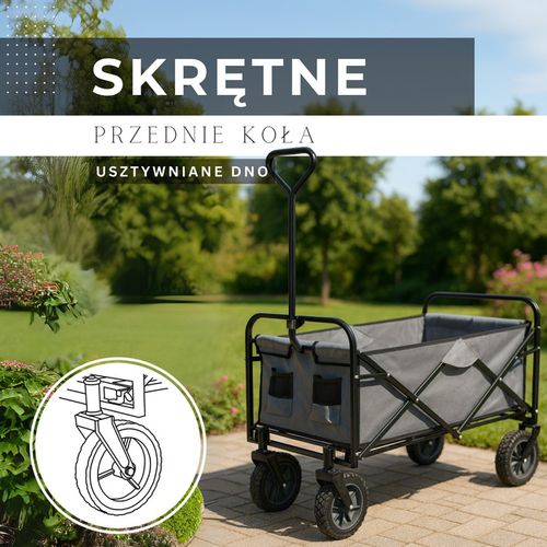 Wózek ogrodowy turystyczny składany 80 kg czarno-szary na Arena.pl