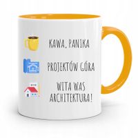 Kubek Żółty Architekta Wita Was Architektura! Z Nadrukiem Ze Zdjęciem