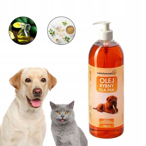 Olej rybny dla psa kota witaminy tłuszcze suplementy omega 3 1L na Arena.pl