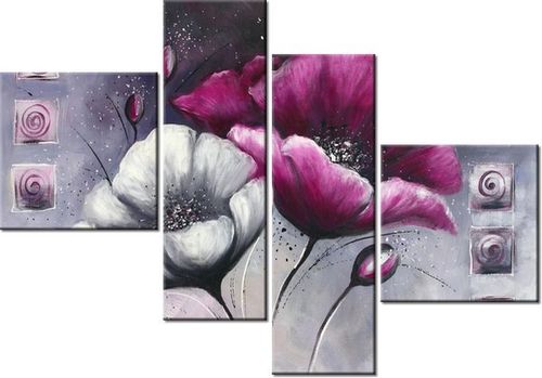 100 70CM OBRAZ 4 ELEM MALOWANE MAKI DRUK PŁÓTNO RAMA na Arena.pl