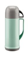 Termos plastikowy szklany wkład MOBI 0,45 l z kubkiem miętowo-szary