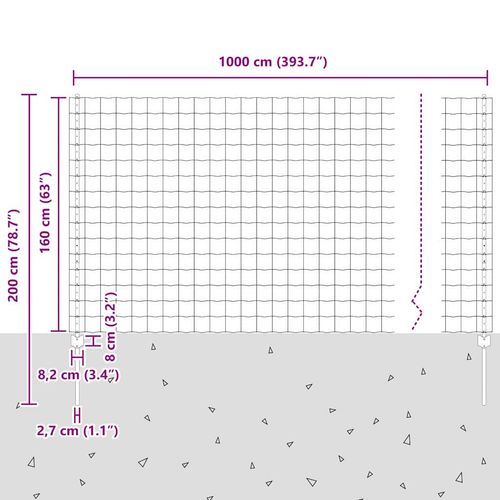Ogrodzenie z słupkami Srebrny 1.6 x 10 m Stal na Arena.pl