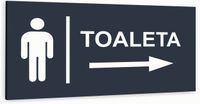 Tabliczka informacyjna ATRACYTOWA nierdzewna TOALETA MĘSKA DOWOLNY NADRUK