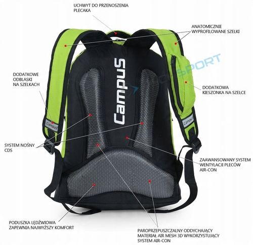 LEKKI WYGODNY PLECAK MIEJSKI CAMPUS KOOL | POJEMNOŚĆ 20L | CZARNY na Arena.pl