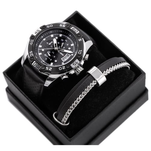 KOMPLET PREZENTOWY MĘSKI PAUL LORENS - Zegarek + Bransoletka (zg375e) na Arena.pl