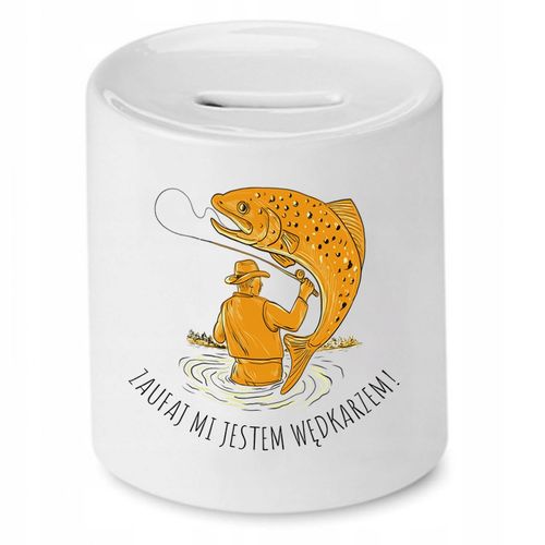 Skarbonka Dla Wędkarza Zaufaj Mi Jestem Prezent Z Nadrukiem Ze Zdjęciem na Arena.pl