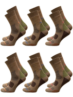 Zestaw 6-par: Skarpetki termofrotte trekkingowe brązowe moro bawełna czesana termoaktywne 42-44