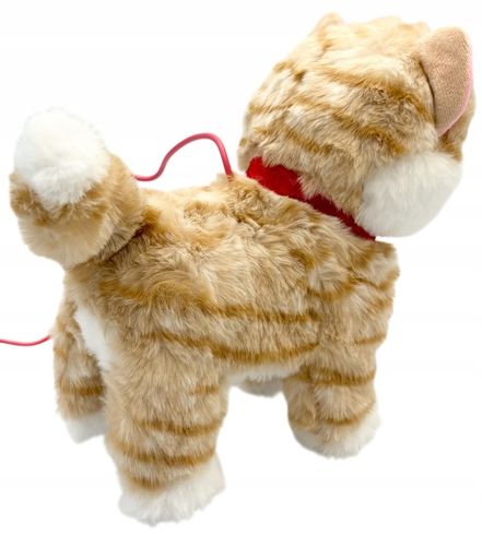 Kotek na smyczy interaktywny kot pluszowy chodzący kotek na baterie rudy sm na Arena.pl