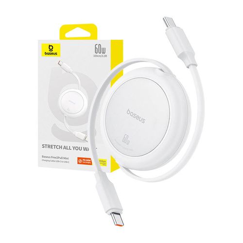 Kabel USB Baseus Free2Pull Mini USB-C do USB-C, 60W, 1, (biały) na Arena.pl