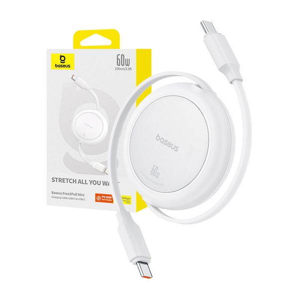 Kabel USB Baseus Free2Pull Mini USB-C do USB-C, 60W, 1, (biały) zdjęcie 9