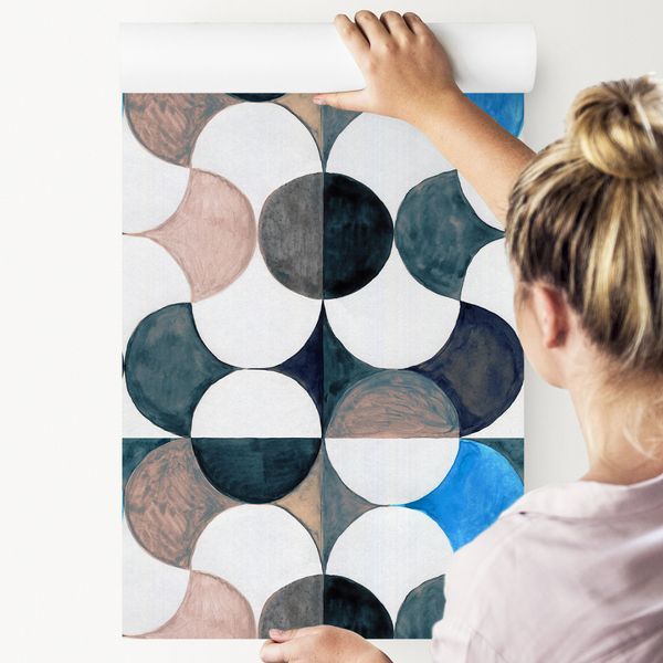 Tapeta GEOMETRYCZNA - Abstrakcja Malowana Akwarelą zdjęcie 4