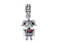 Rodowany srebrny wiszący charms do pandora miłość do taty I love dad srebro 925 AP13409