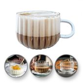 filiżanka z falowanymi ściankami ryflowana z uchem 450 ml 1szt szk83